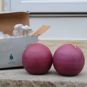 vintage, retired PartyLite Black Raspberry scented Ball Candle Set of 2